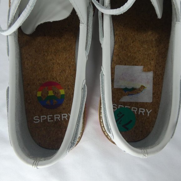 NEW Sperry Top Sider PRIDE Womens Leather Boat Shoes 5.5, 7.5 White STS87613 - Picture 4 of 9
